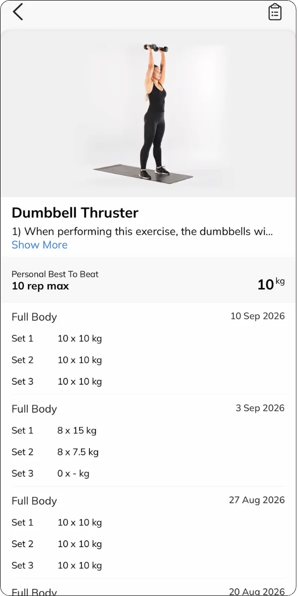 Exercise video guidance inside the IFC App